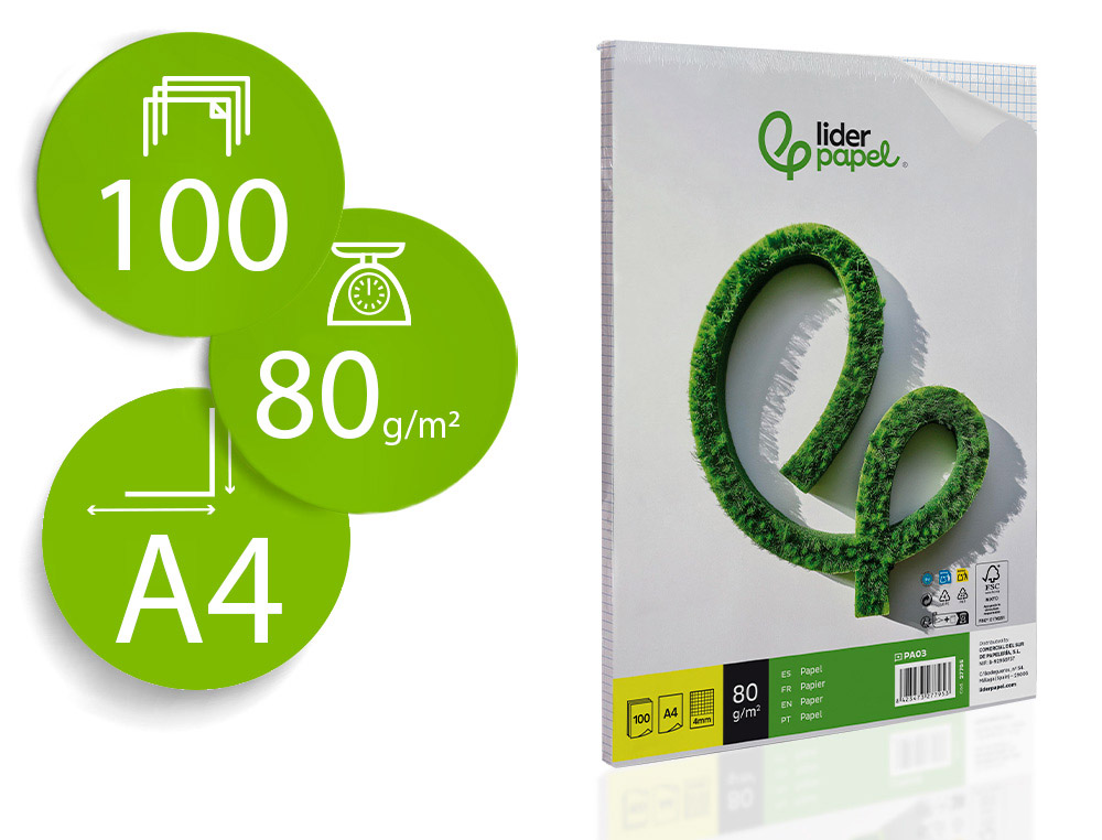 PAPEL LIDERPAPEL DE ESCRITA 80 GR QUADRICULADO SEM FUROS