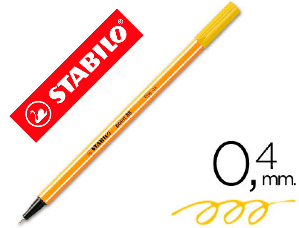 MARCADOR STABILO PONTA DE FIBRA POINT 88 AMARELO 0,4 MM