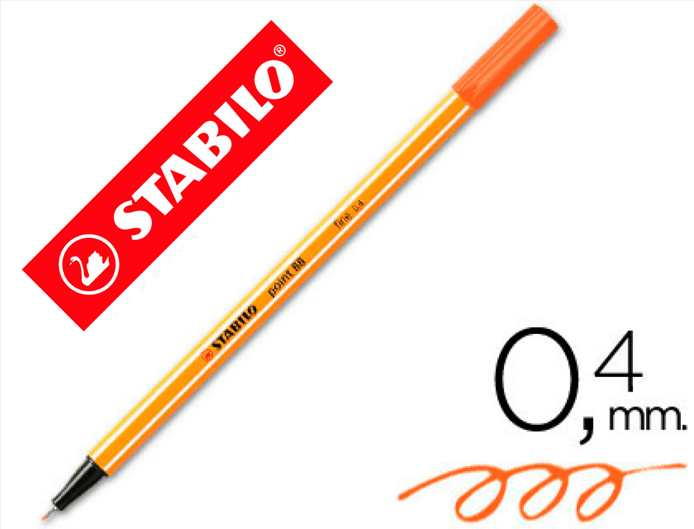 MARCADOR STABILO PONTA DE FIBRA POINT 88 LARANJA 0,4 MM