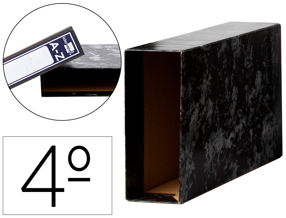 CAIXA PARA PASTA DE ARQUIVO LIDERPAPEL CARTAO FORRADO QUARTO AO BAIXO GASPEADO PRETO