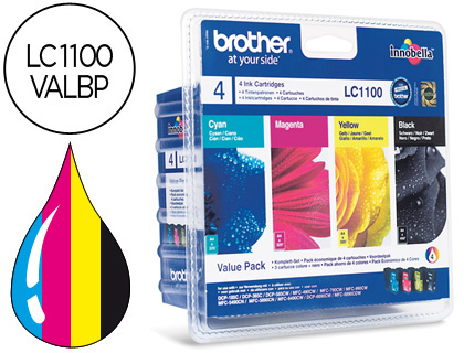 TINTEIRO BROTHER LC-1100VALBP PACK CIAN/MAGENTA/AMARELO E PRETO