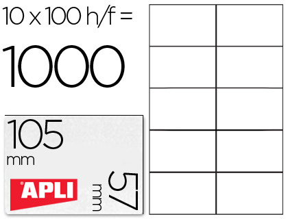 ETIQUETAS ADESIVAS APLI DIN A4 105X57 MM