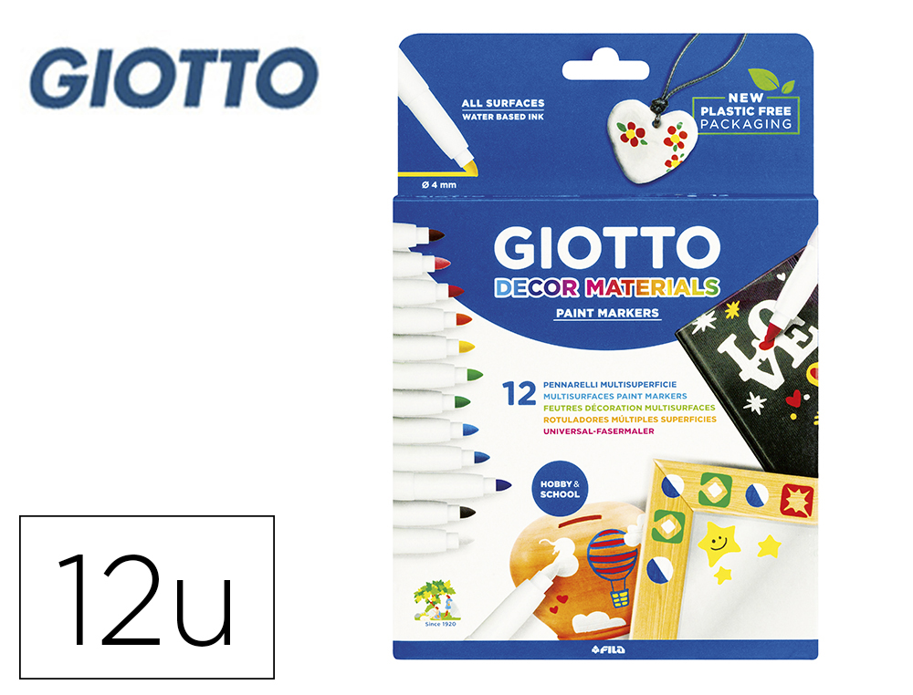 MARCADOR GIOTTO DECOR MATERIALS CAIXA DE 12 CORES SORTIDAS