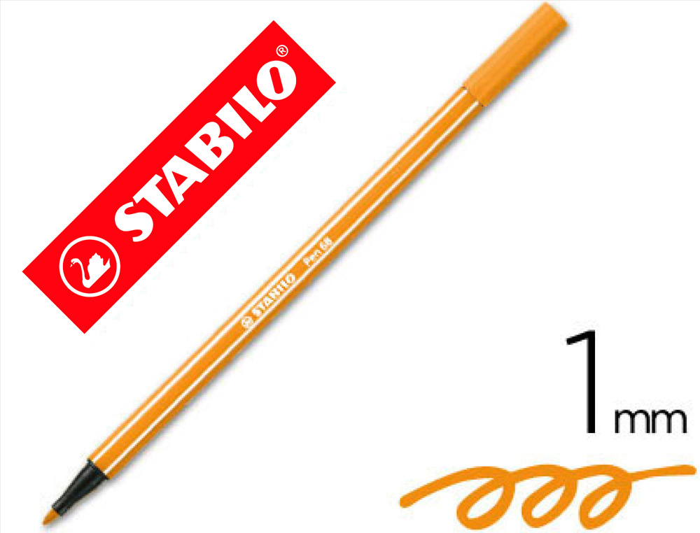 MARCADOR STABILO AGUARELAVEL PEN 68 LARANJA 1 MM