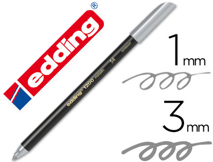 MARCADOR EDDING 1200 PONTA DE FIBRA REDONDA TRACO 1-3 MM N.54 PRATA