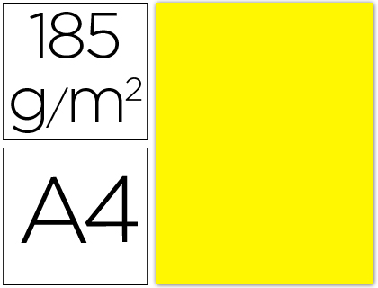 CARTOLINA GUARRO DIN A4 AMARELO CANARIO 185 GR PACK DE 50 FOLHAS