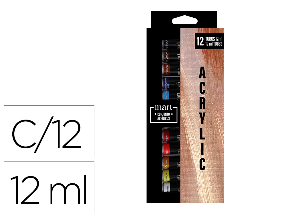 PINTURA ACRILICA ARTIST CAIXA CARTAO DE 12 CORES SORTIDAS TUBO DE 12 ML