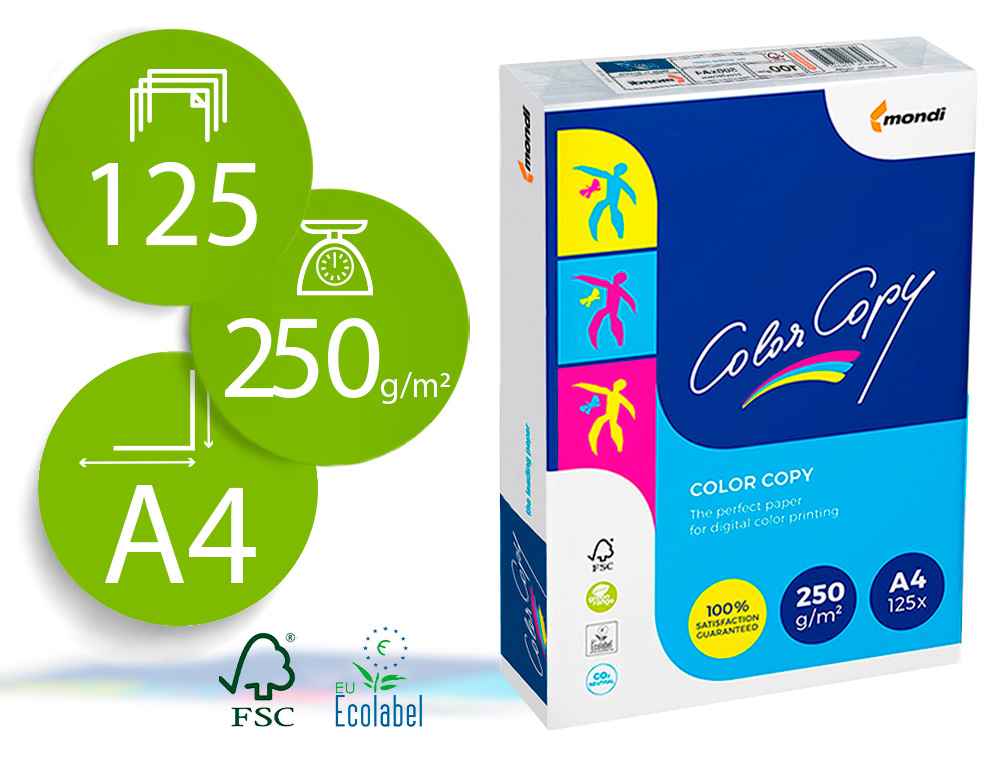 PAPEL COLOR COPY DIN A4 250 GR EMBALAGEM DE 125 FOLHAS