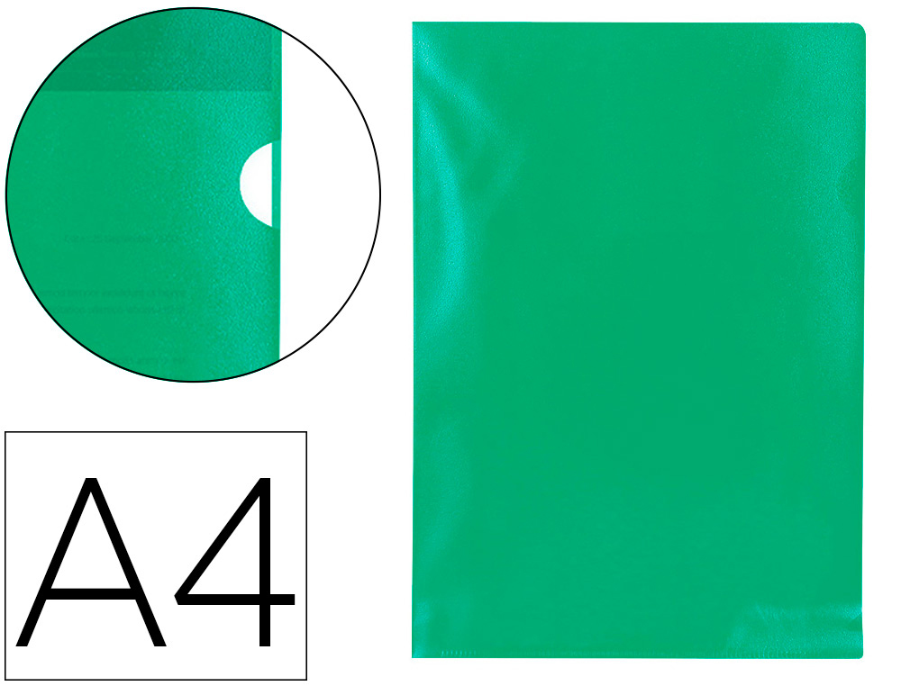 BOLSA DOSSIER Q-CONNECT EM PLASTICO DIN A4 120 MICRONS VERDE CAIXA DE 100 UNIDADES