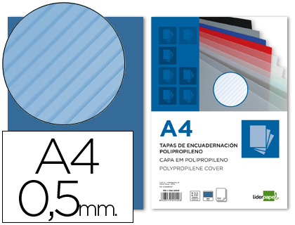 CAPA DE ENCADERNACAO LIDERPAPEL POLIPROPILENO RAIADO DIN A4 0.5 MM PACK DE 100 UNIDADES