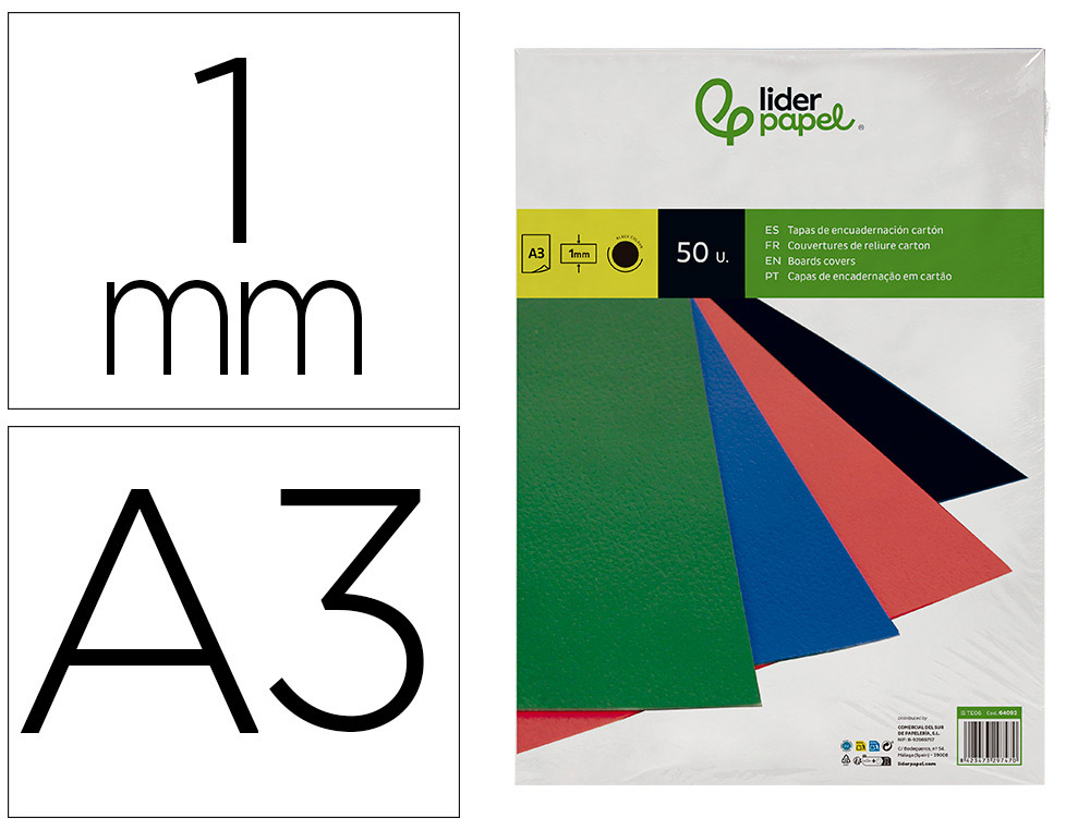 CAPA DE ENCADERNACAO LIDERPAPEL CARTAO DIN A3 1 MM PRETA PACK DE 50 UNIDADES