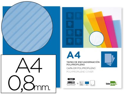 CAPA DE ENCADERNACAO LIDERPAPEL POLIPROPILENO ONDULADO DIN A4 0.8 MM PACK DE 50 UNIDADES