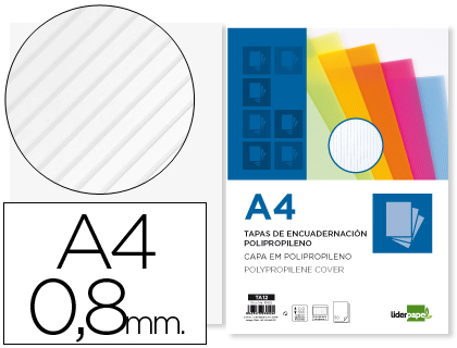 CAPA DE ENCADERNACAO LIDERPAPEL POLIPROPILENO ONDULADO DIN A4 0.8 MM PACK DE 50 UNIDADES