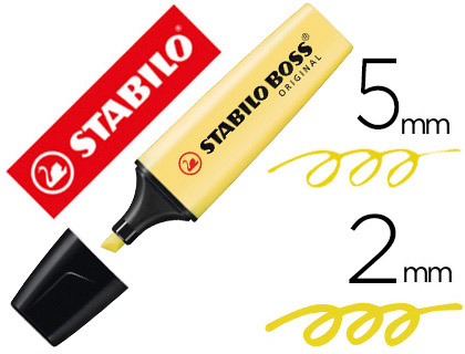 MARCADOR FLUORESCENTE STABILO BOSS 70 PASTEL AMARELO CREMOSO