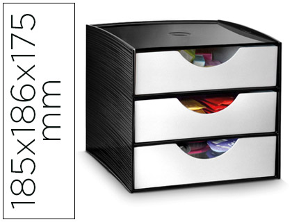 MODULO GAVETAS DE SECRETARIA CEP 3 GAVETAS POLIESTIRENO COR CINZA/CASTANHO ESPECIAL PARA SNACKS 185X186X175 MM