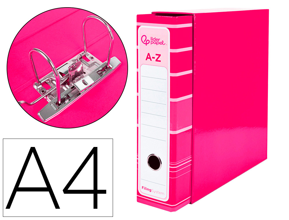 PASTA DE ARQUIVO DE ALAVANCA LIDERPAPEL FILING SYSTEM CARTAO FORRADO DIN A4 COM CAIXA ROSA