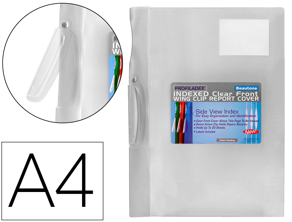 PASTA DOSSIER COM CLIP, TRANSPARENTE, BRANCA (PACK C/10)