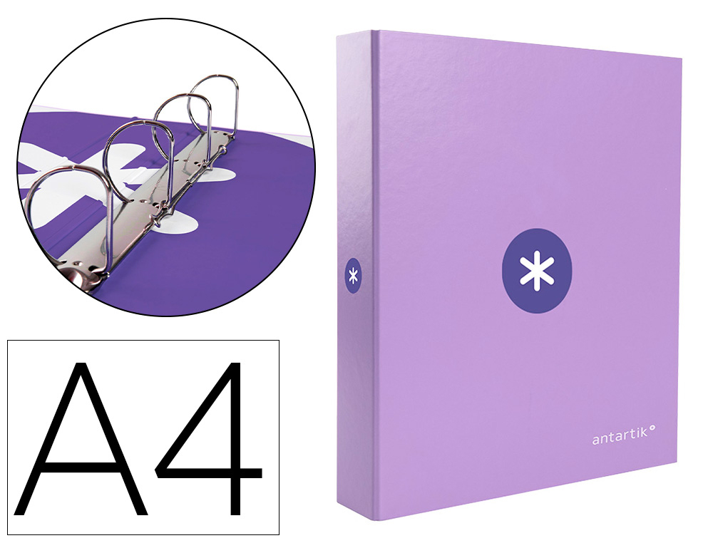 PASTA ANTARTIK DIN A4 FORRADA 4 ANEIS 40 MM MISTOS FORRADA COR LAVANDA