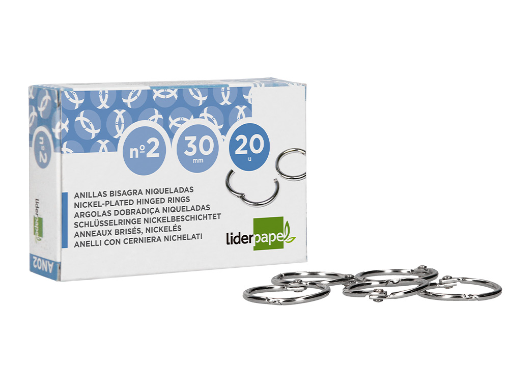 ARGOLAS NIQUELADAS, N. 2, 30 MM, CAIXA COM 20 UNIDADES