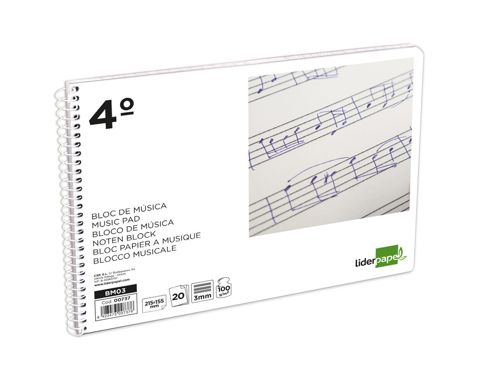 BLOCO MUSICA LIDERPAPEL QUARTO 20 FLS AO BAIXO PENTAGRAMA