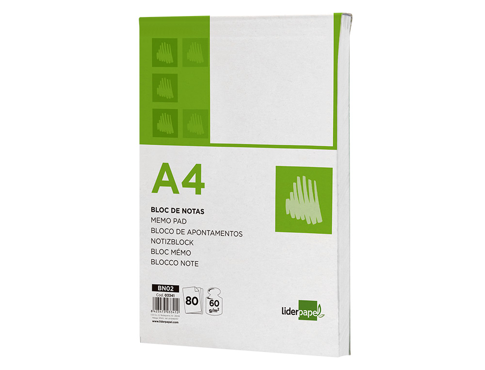 BLOCO DE APONTAMENTOS LIDERPAPEL DIN A4 80 F LISO