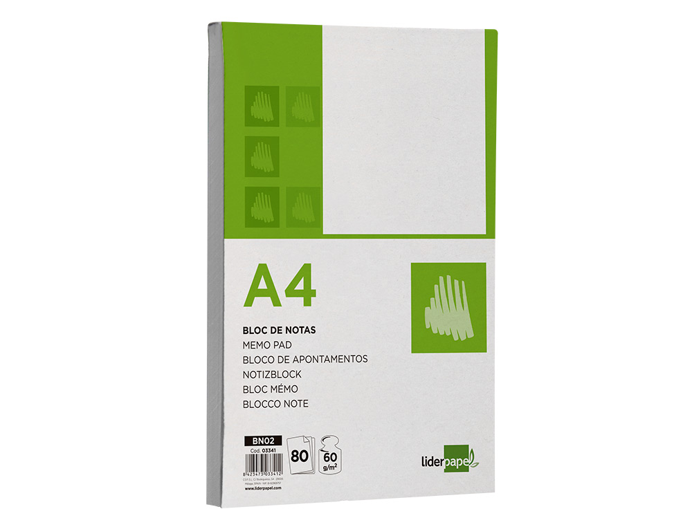 BLOCO DE APONTAMENTOS LIDERPAPEL DIN A4 80 F LISO