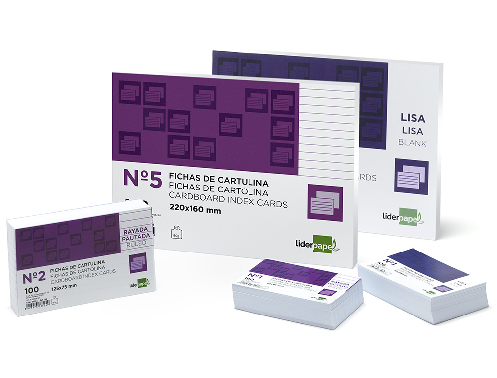 FICHAS EM CARTOLINA, EMB. COM 100, 75X125 MM, LISA
