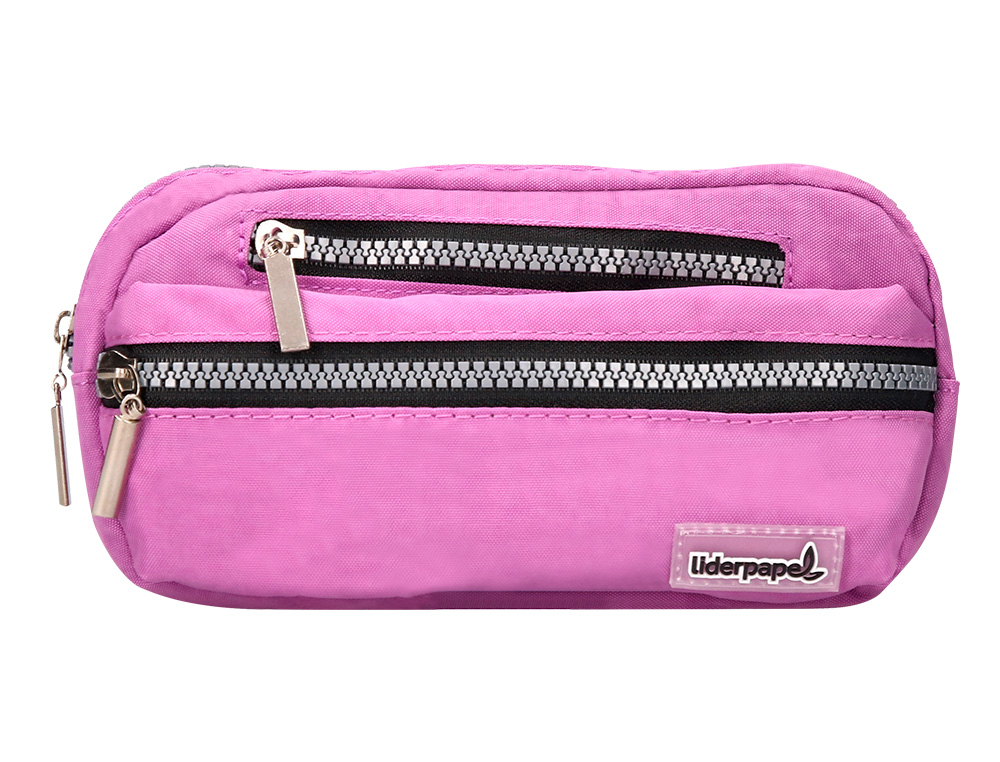 ESTOJO ESCOLAR LIDERPAPEL OVAL 3 BOLSOS VIOLETA PASTEL 195X40X100 MM
