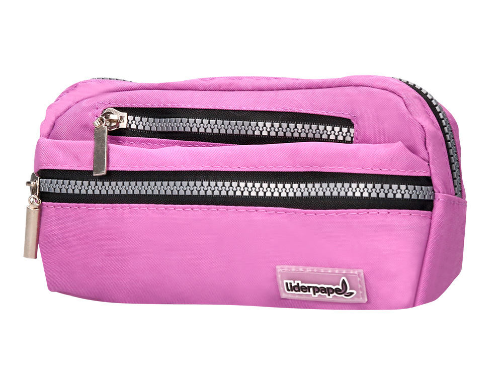 ESTOJO ESCOLAR LIDERPAPEL OVAL 3 BOLSOS VIOLETA PASTEL 195X40X100 MM