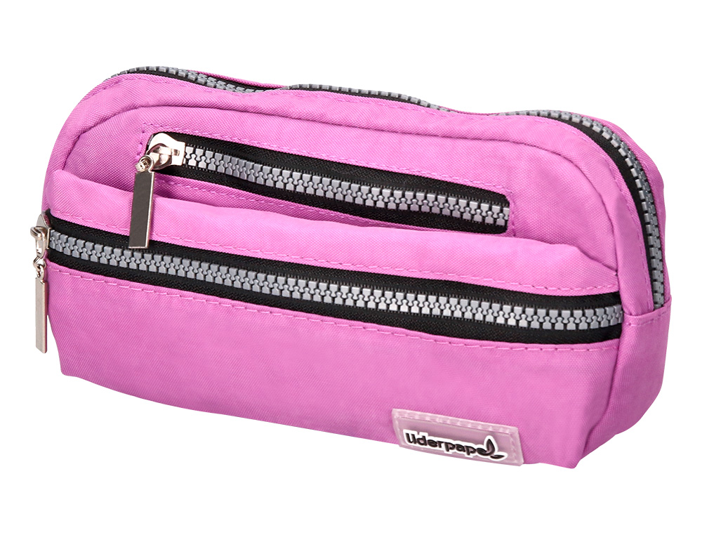 ESTOJO ESCOLAR LIDERPAPEL OVAL 3 BOLSOS VIOLETA PASTEL 195X40X100 MM