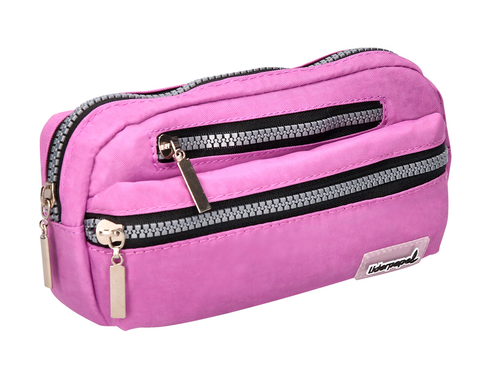 ESTOJO ESCOLAR LIDERPAPEL OVAL 3 BOLSOS VIOLETA PASTEL 195X40X100 MM