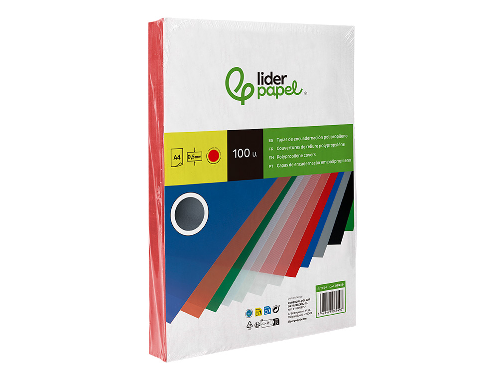CAPA ENCADERNACAO LIDERPAPEL POLIPROPILENO A4 0.5MM VERMELHO EMBALAGEM DE 100 UNIDADES