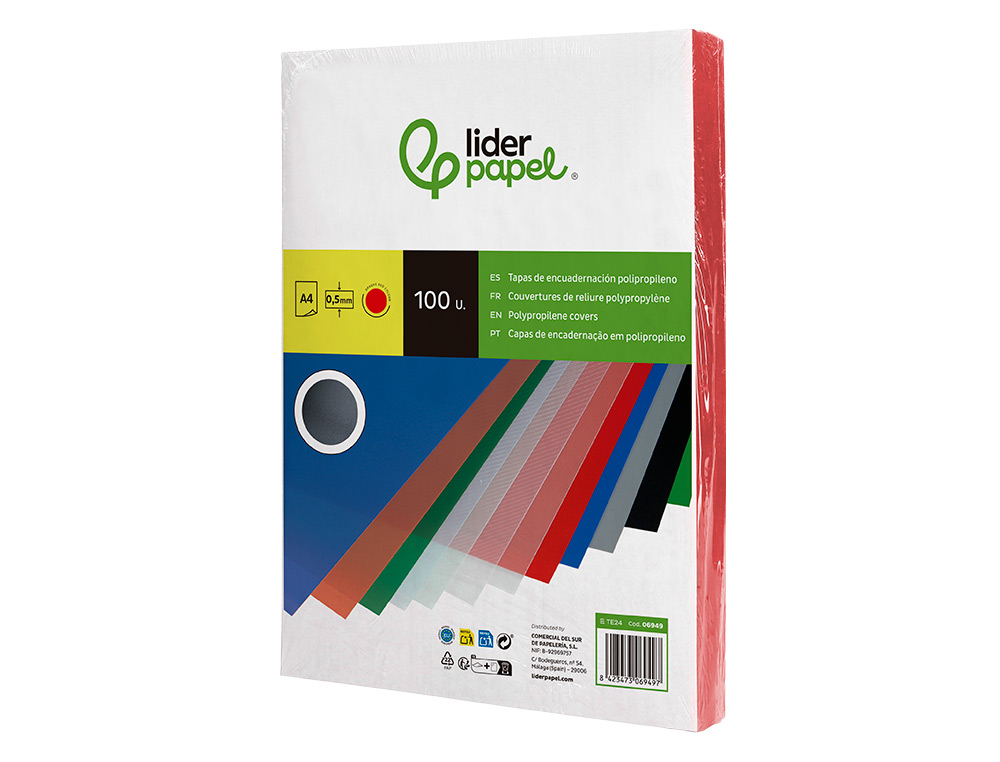 CAPA ENCADERNACAO LIDERPAPEL POLIPROPILENO A4 0.5MM VERMELHO EMBALAGEM DE 100 UNIDADES