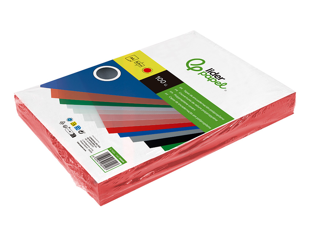 CAPA ENCADERNACAO LIDERPAPEL POLIPROPILENO A4 0.5MM VERMELHO EMBALAGEM DE 100 UNIDADES