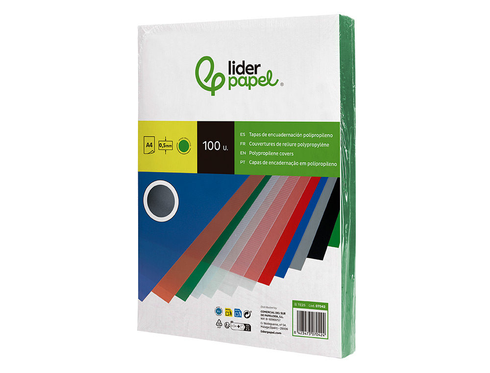 CAPA ENCADERNACAO LIDERPAPEL POLIPROPILENO A4 0.5MM VERDE OPACO EMBALAGEM DE 100 UNIDADES