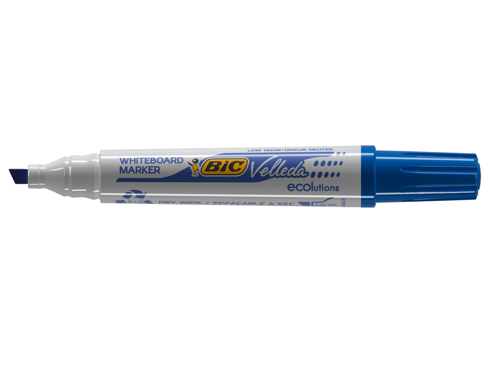 MARCADOR BIC VELLEDA PONTA BISELADA AZUL PARA QUADRO BRANCO