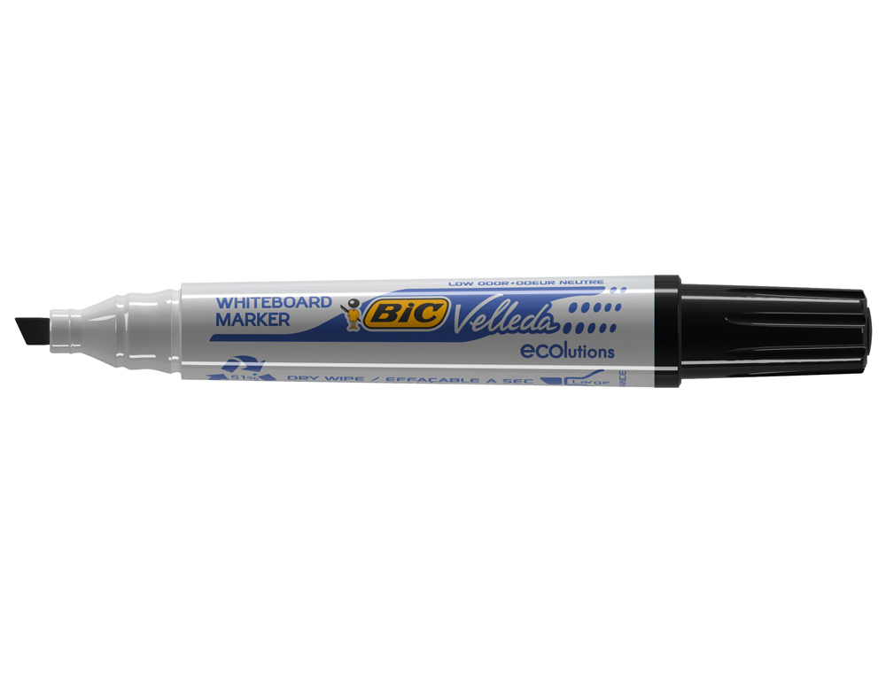 MARCADOR BIC VELLEDA PONTA BISELADA PRETO PARA QUADRO BRANCO