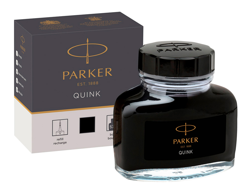 TINTA PARKER QUINK PRETA FRASCO 57 ML