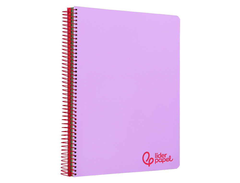 CADERNO ESPIRAL LIDERPAPEL WONDER MICRO DIN A4 CAPA PLASTICO 120 F 90 GR QUADRICULA 5 MM 5 BANDAS DE CORES 4 FUROS VIOLE