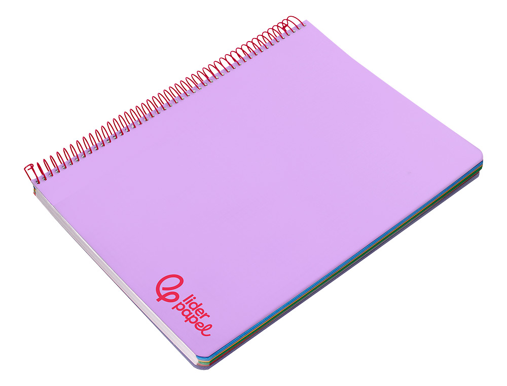 CADERNO ESPIRAL LIDERPAPEL WONDER MICRO DIN A4 CAPA PLASTICO 120 F 90 GR QUADRICULA 5 MM 5 BANDAS DE CORES 4 FUROS VIOLE
