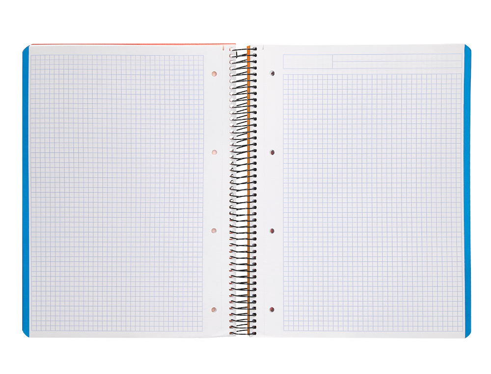 CADERNO ESPIRAL LIDERPAPEL WONDER MICRO DIN A4 CAPA PLASTICO 120 F 90 GR QUADRICULA 5 MM 5 BANDAS DE CORES 4 FUROS VIOLE