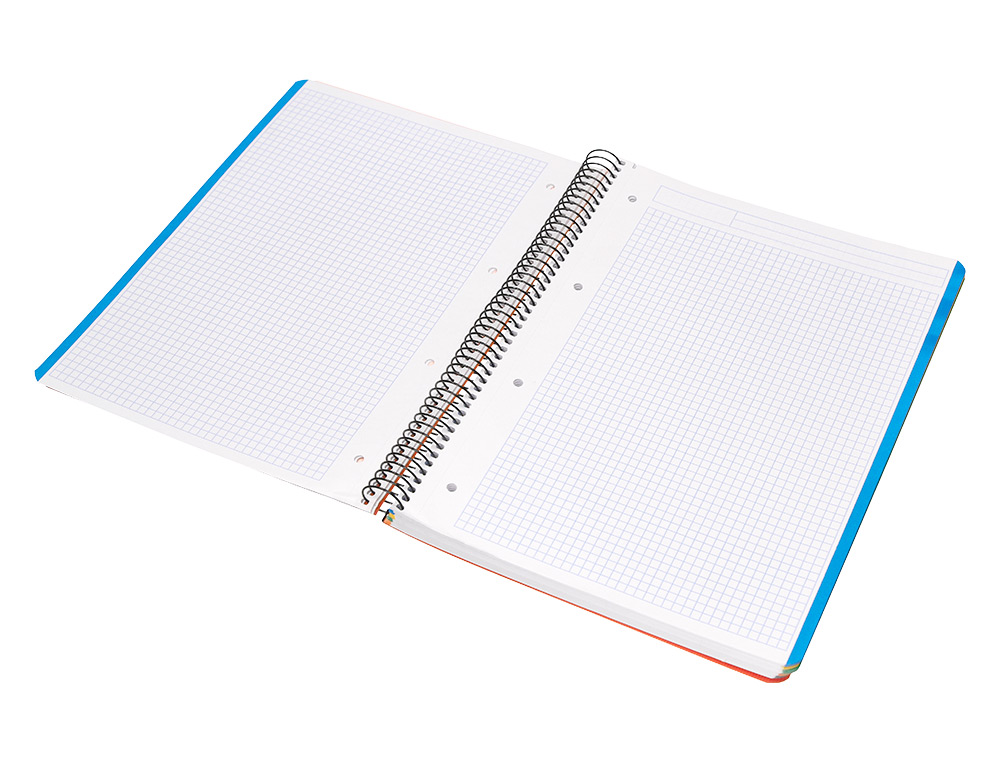 CADERNO ESPIRAL LIDERPAPEL WONDER MICRO DIN A4 CAPA PLASTICO 120 F 90 GR QUADRICULA 5 MM 5 BANDAS DE CORES 4 FUROS VIOLE