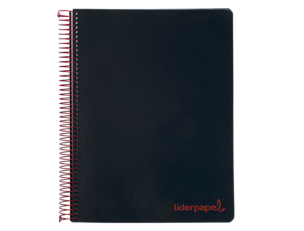 CADERNO ESPIRAL LIDERPAPEL WONDER MICRO DIN A4 CAPA PLASTICO 120 F 90 GR QUADRICULA 5 MM 5 BANDAS DE CORES 4 FUROS PRETO