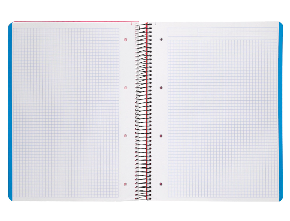 CADERNO ESPIRAL LIDERPAPEL WONDER MICRO DIN A4 CAPA PLASTICO 120 F 90 GR QUADRICULA 5 MM 5 BANDAS DE CORES 4 FUROS VERME
