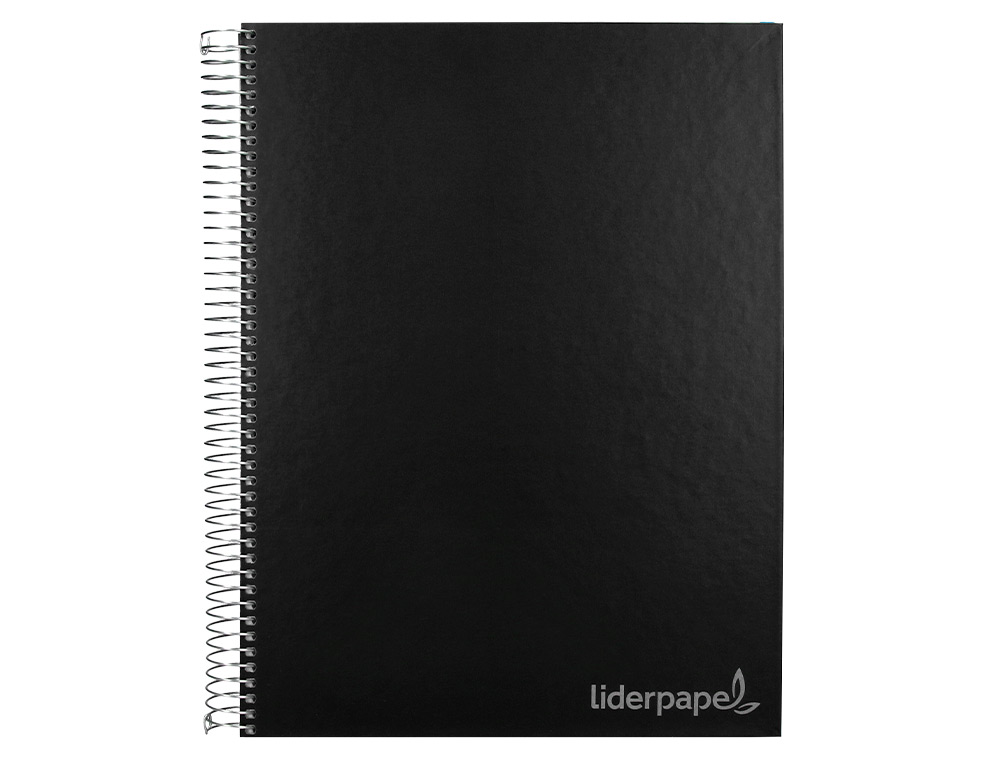 CADERNO ESPIRAL LIDERPAPEL JOLLY MICRO DIN A4 CAPA FORRADA 140 F 75 GR QUADRICULA 5MM 5 BANDAS DE CORES 4 FUROS COR PRET