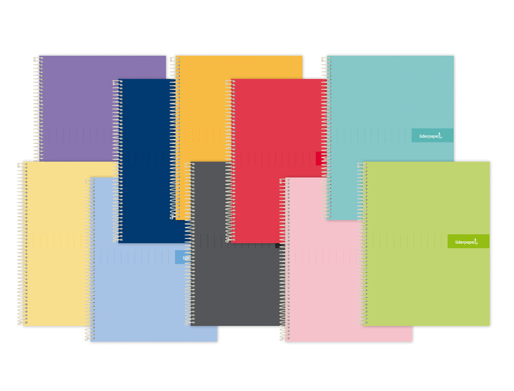 CADERNO ESPIRAL LIDERPAPEL CRAFTY DIN A4 CAPA FORRADA 80 F 90 GR QUADRICULA 5 MM COM MARGEM CORES SORTIDAS