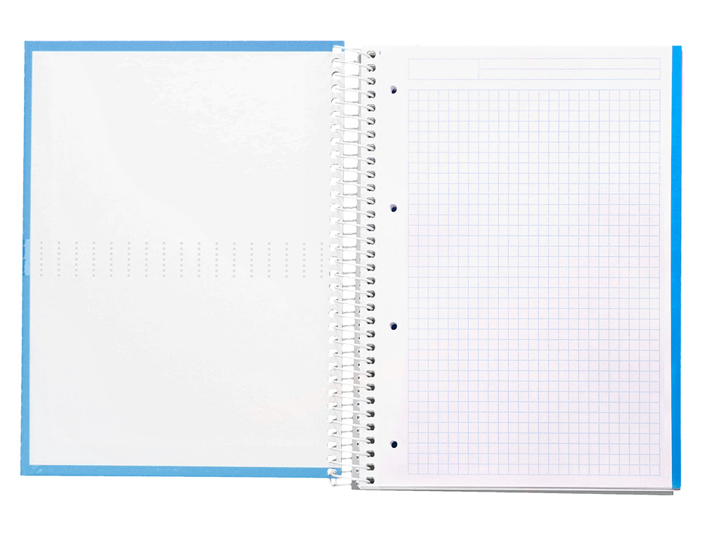 CADERNO ESPIRAL LIDERPAPEL CRAFTY MICRO DIN A4 CAPA FORRADA 120 F 90 GR QUADRICULA 5 MM 5 BANDAS DE CORES 4 CORES CELEST