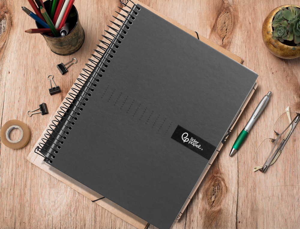 CADERNO ESPIRAL LIDERPAPEL CRAFTY MICRO DIN A4 CAPA FORRADA 120 F 90 GR QUADRICULA 5 MM 5 BANDAS DE CORES 4 CORES COR PR