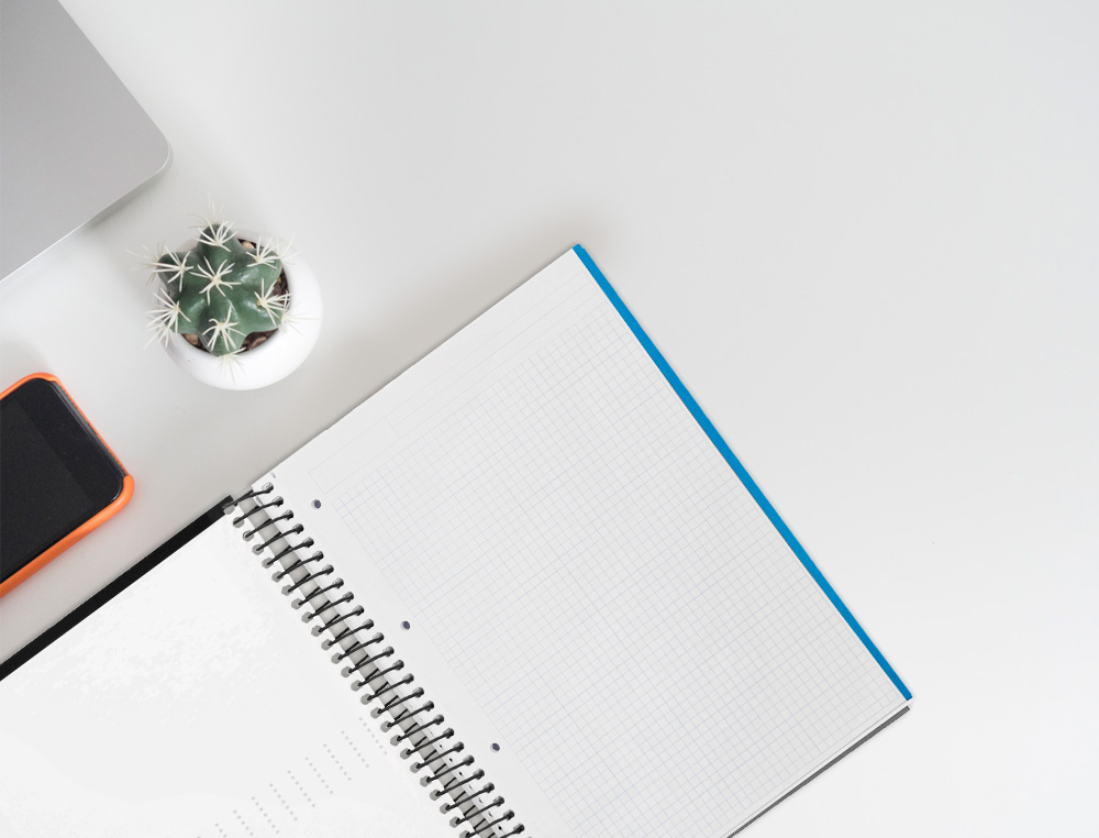 CADERNO ESPIRAL LIDERPAPEL CRAFTY MICRO DIN A4 CAPA FORRADA 120 F 90 GR QUADRICULA 5 MM 5 BANDAS DE CORES 4 CORES COR PR