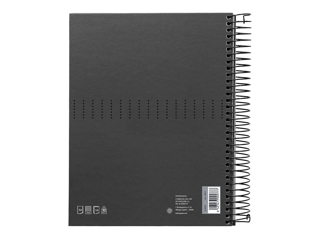 CADERNO ESPIRAL LIDERPAPEL CRAFTY MICRO DIN A4 CAPA FORRADA 120 F 90 GR QUADRICULA 5 MM 5 BANDAS DE CORES 4 CORES COR PR